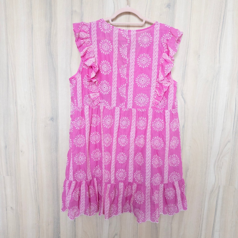 Sleeveless Pink Printed Ruffle Dress - Picture 6 of 9